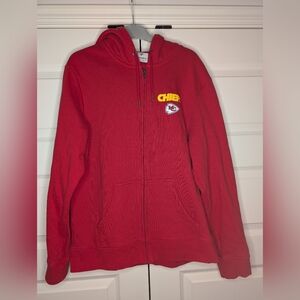 Fanatics Mens Large Chiefs Red Zip Up Jacket Hooded